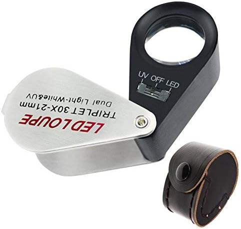 Matériel Géologie Pour Étudiant 2 Grossissement Jewelers Eye Loupe Triplet Lens Loupe pliable loupe pour les pierres précieuses, bijoux, pièces de monnaie, timbres, etc (30x...