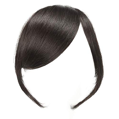 Dsoar Clipe de franja lateral grossa com franja de cabelo humano real com clipe natural na franja la