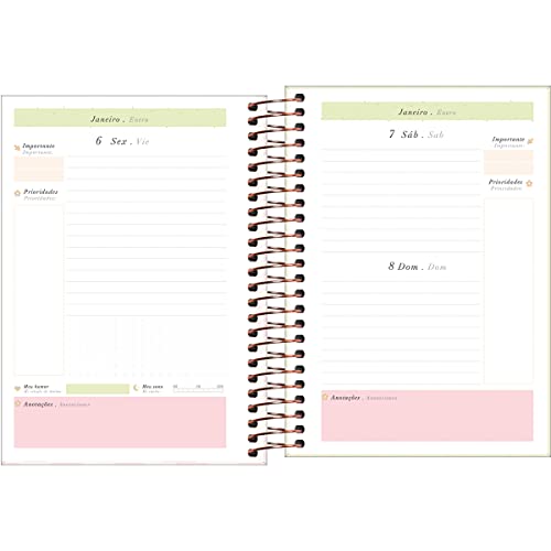 Agenda Espiral Diária 14 x 20 cm Soho 2023 - Listras Rosas - Tilibra