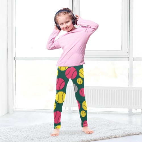 J JOYSAY Colorful Cartoon Baseball Girls Leggings Soft Comfortable Stretchy Kids Girls Clothes Size 4-10T4