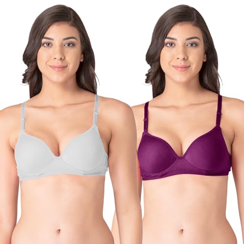 Image of Komli - Heavily Padded Push-Up Bra - Cotton Rich - Balconette - 3 /4th Coverage, Seamless, Wireless, Multiway Straps - T-Shirt Bra