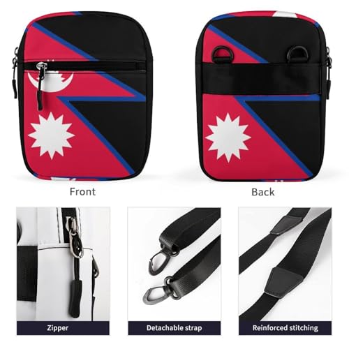 Flag of Nepal Nepali Nepalese Women's Cute Small Mini Crossbody Bag Top Zip Sling Square Shoulder Bags3