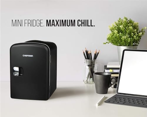 Chefman - Iceman Mini Portable Black Personal Fridge Cools Or Heats and Provides Compact Storage For Skincare, Snacks, Or 6 12oz Cans W/A Lightweight 4-liter Capacity To Take On The Go - image 3