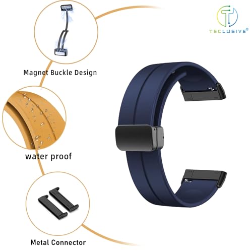 Image of T TECLUSIVE Soft Silicone Strap Band with Magnetic Lock Compatible for Fitbit Versa 4 / Versa 3 / Sense 2 | Adjustable Silicone Rubber Band for Versa 4 3 Sense