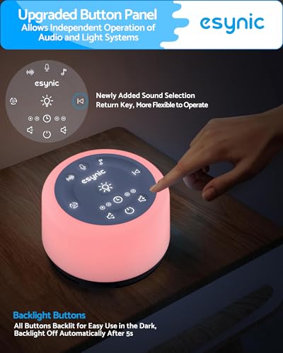 White Noise Machine,eSynic Sleep Sound Machine Baby Portable White Noise Machine Adults Sleeping 24 High Fidelity Sounds Sleep Noise Machines with Timer Memory&Meditation Feature for Adults Baby etc
