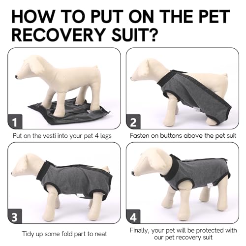 Image of SAWMONG Recovery Suit for Dogs Female Male, Cotton Breathable Dog Onesie After Surgery Spay Neuter, Professional Dog Surgical Suit, Substitute Pet E-Collar Cone (Grey, 3X-Large)