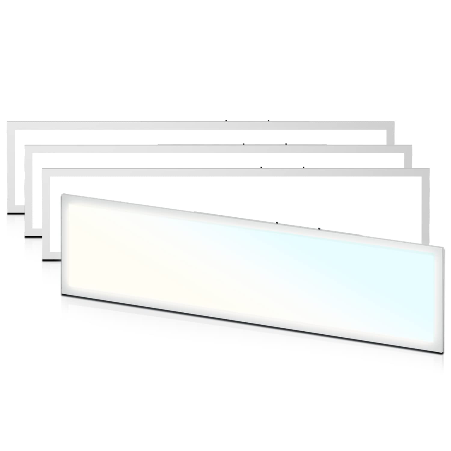 Photo 1 of MoNiBloom 4 Pack 1x4 FT LED Flat Panel Light, Dimmable LED Light Fixture with 3 CCT Selectable 3000K/4000K/5000K 4000 LM Ceiling Light Fixture for Living Room Kitchen with Built-in T-Grid Mount, ETL