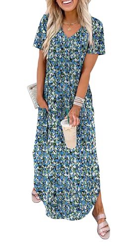 Image of WIHOLL Women's Summer Short Sleeve Dresses Maxi Dress Vacation Beach Sundresses 2026 with Pockets