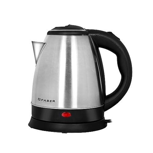 Image of Faber 1.5L Electric Kettle | Boil Water, Make Tea, Coffee, Instant Noodles, Soup | SS Body, Cool Touch Handle, Wide Mouth & Filter, 360 Swivel Base, Auto Cut-Off, Over & Dry Heat Protection | (SS)