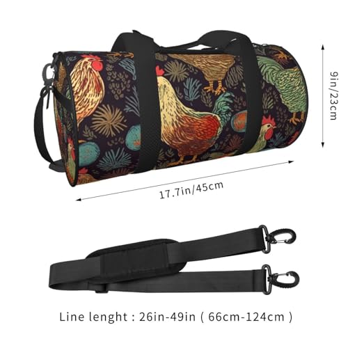 Chicken Print Duffle Bag for Women Men Personal Item Travel Bags Canvas Weekender Overnight Bag Lightweight Sports Tote Gym Bags Carry On Luggage Bag4