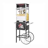 Great Northern Black Commercial Quality Popcorn Popper Machine with Cart, 12 Ounce