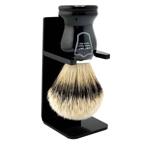 Image of Parker Silvertip Badger Shaving Brush with Resin Handle & Resin Stand | 22mm Soft Knot for Rich Lather | Handcrafted Brush for Shave Cream or Soap | Premium Wet Shaving Accessory | Iconic Brand