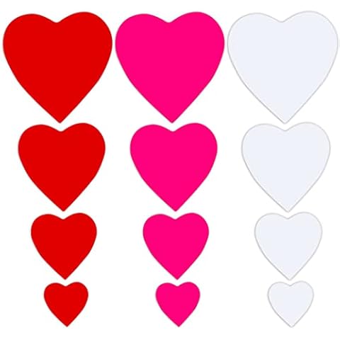 90 Pieces Heart Cutouts Heart Shape Paper Cutouts Paper Hearts 4 Size 4'' 6'' 8'' 10'' Large Heart Paper Cutouts for Valentine's Day Craft (red, Pink, White) Cover