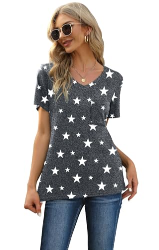 Image of RUBZOOF Women's Short Sleeve Pajama Sets with Pockets Casual V Neck 2 Piece Lounge Sets S-3XL