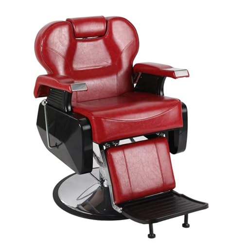 Professional Heavy-Duty Barber Chair - Commercial Grade Salon Chair with 200KG Capacity & 145° Recline,Red