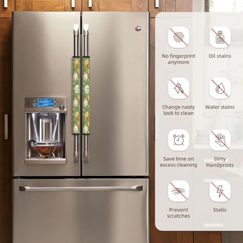 Image of Spring Easter Eggs Refrigerator Door Handle Covers Set of 2, Neoprene Fridge Door Handle Covers Washable Non-Slip Protector for Fridge Dishwasher Appliance Handle Covers, Keep Your Kitchen Clean