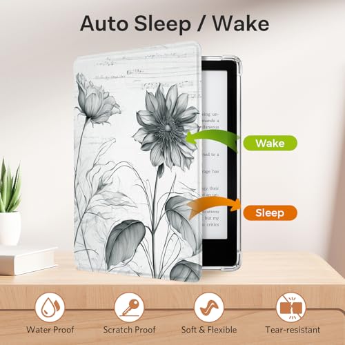 Image of CoBak Case for Kindle Paperwhite 12th Gen 2024 (7 inch) & Kindle Colorsoft Signature Edition (7 inch) - New PU Leather Cover and Clear Soft Silicone Back Cover with Auto Sleep Wake Feature