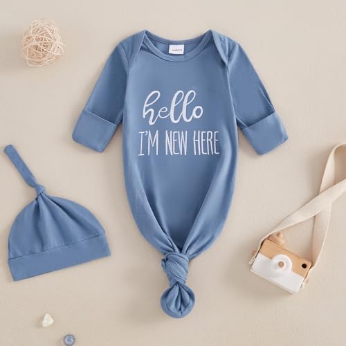 Image of Baby Girl Boy Sleeping Waffle Bag Letter Embroidery Long Sleeve Sleep Striped Sack with Hat 2 Piece Set for Fall