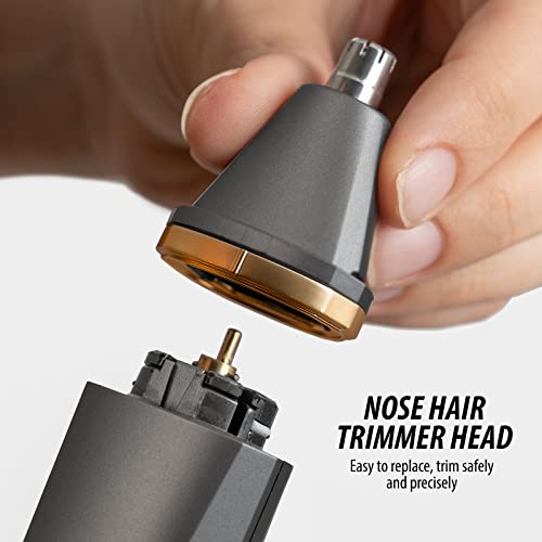 Image of OLOV Electric Body Hair Trimmer - Groin Trimmer for Men - Bikini Trimmer Women - Wet /Dry Shaver Groomer, Replaceable Ceramic Blade Heads, USB Recharge Dock, Waterproof Hygiene Razor, Grey