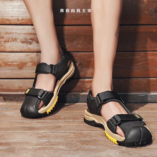 Fashion Men's Large Size Backpacking Hiking Sandals, Breathable Classics Real Leather Sandals, Outdoor Sports Closed Toe Beach Shoes3