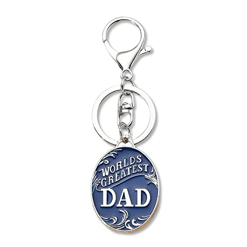 Dad Keychains Fathers Day Birthday Gifts for Men Dads Christmas Retirement Gifts from Daughter Son Daddy Papa Engraved Car Keychain Key Chain Rings for Worlds Greatest Dad Gift Navy Blue Keychains