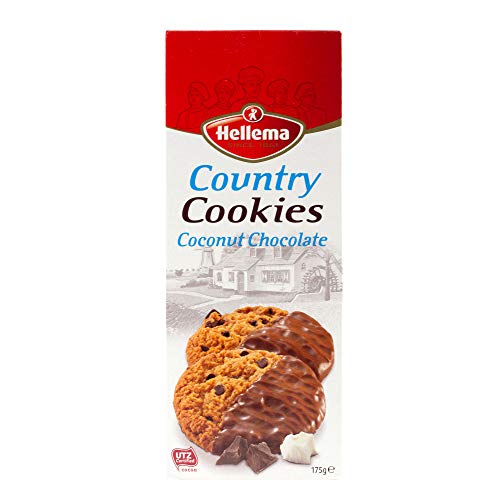 Hellema Country Cookies Kokos Chocolade Koekjes Coconut Chocolate Cookies - Koeken met kokosnoot gedeeltelijk bedekt met… - Image 4