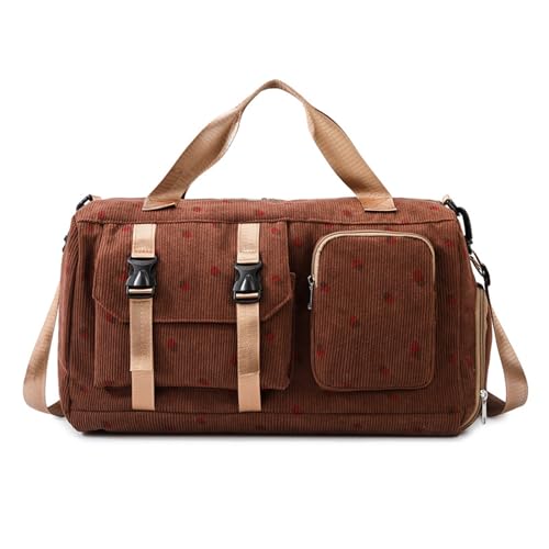 Geoyien Bolsa Deporte Mujer, Gym Bag, Bolsa de Viaje, Mochila Gimnasio Mujer, con Saco Húmedo y Almacén de Zapatos, Múltiples Bolsillos, para Yoga, Fitness, Viajes, Natación (Marrón)