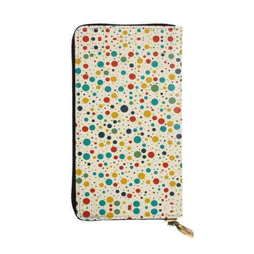 Women's Long Cash Wallet, PU Leather Elegant Clutch Change Purses with Zipper, Travel, Gifts (Retro Modern Print)