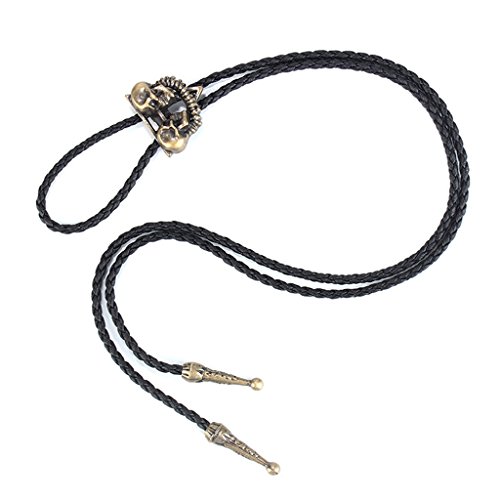 gazechimp Ocidental Bolo Laço Esqueleto Crânio Cabeça Gravata Cowboy Colar Pingente Rodeio - Cobre a