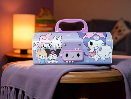Image of Invite New Cartoon Theme Pencil Box with Push Pull Eraser Set for Kids | Suitcase Style Password Lock Stationery Organizer | School Supplies Gift Combo for Boys & Girls (Kuromi Purple + Eraser)