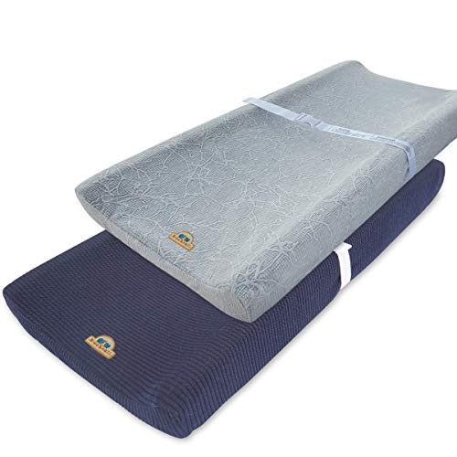 Image of Ultra Soft and Stretchy Changing Pad Cover 2pk by BlueSnail (Gray+Navy)