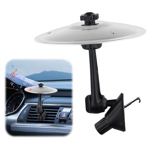 Platillo Bateria para Coche, Ajustable 360°, 2 Cabezales, 14cm Mini Tambor de Coche, Car Crash Cymbal, Ranura de Ventilación para Todo Coche Amantes de la Música Entretenimiento