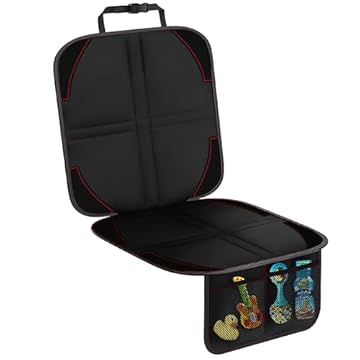 Retoo Protezione Sedile Auto, Protettore Per Seggiolino Per Bambini e Animali Domestici, Antiscivolo, Impermeabile, 2 Tasche Portaoggetti, Coprisedile, Universale, 104,5 cm x 49 cm, Nero