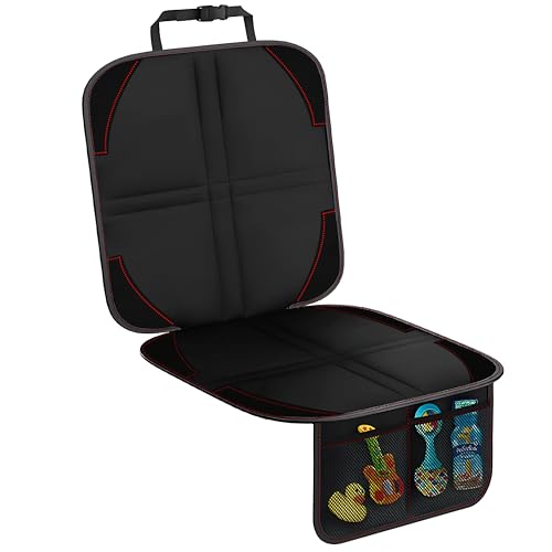 Immagine prodotto: Retoo Protezione Sedile Auto, Protettore Per Seggiolino Per Bambini e Animali Domestici, Antiscivolo, Impermeabile, 2 Tasche Portaoggetti, Coprisedile, Universale, 104,5 cm x 49 cm, Nero