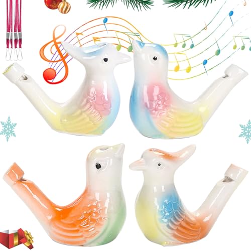 Silbato de Pájaro de Ccerámica,4 Piezas Silbato Pajaro de Agua,Pájaro Silbato de Colores,Silbato de Agua Juguetes,Silbato de Agua de Pájaro de Porcelana para Decoración del Hogar,Juegos al Aire Libre