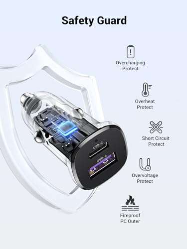 Image of UGREEN 30W USB C Car Charger, Dual Port Cigarette Lighter Adapter