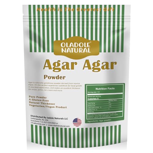 Oladole Natural Agar Agar Powder Unflavored Thickener Gelatin Powder for Baking Vegetarian Gelling Agent-50g