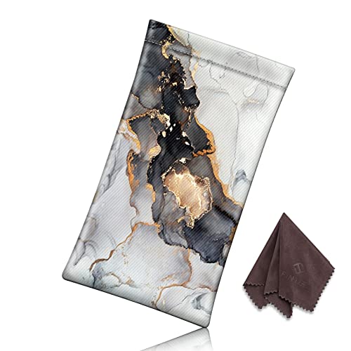 Image of FINTIE Soft Eyeglasses Case with Cleaning Cloth, Portable Squeeze Top Vegan Leather Glasses Pouch, Sunglasses Eyewear Bag