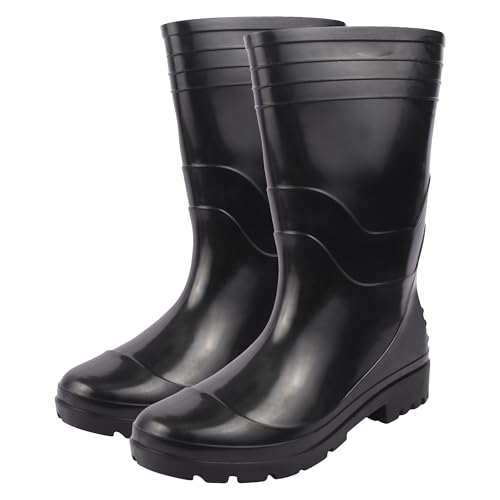 Image of Unistar Men's Lightweight Gum Boots | 13 inch Black Anti-Static, Anti Slip, Water-resistant shoes for Labour /Worker Purposes | Safety Boots