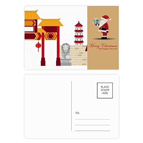 Cartes postales lion de Noël : lot de 20 avec motif Père Noël pour vœux