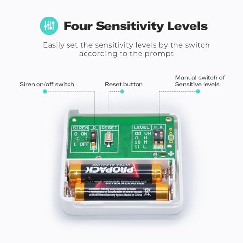 THIRDREALITY Zigbee Vibrationssensor mit lautem 110 dB Alarm, Zigbee Hub erforderlich, Erstellen von Routinen, funktioniert mit Home Assistant und Echo-Geräten mit integriertem Zigbee-Hub