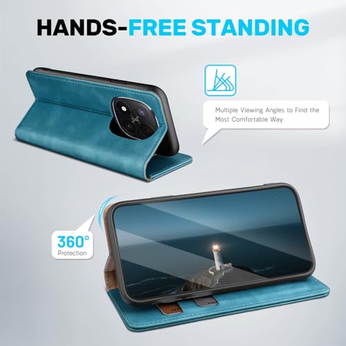 Etui cuir Redmi Note 14 Pro 5G clapet magnétique bleu - 5