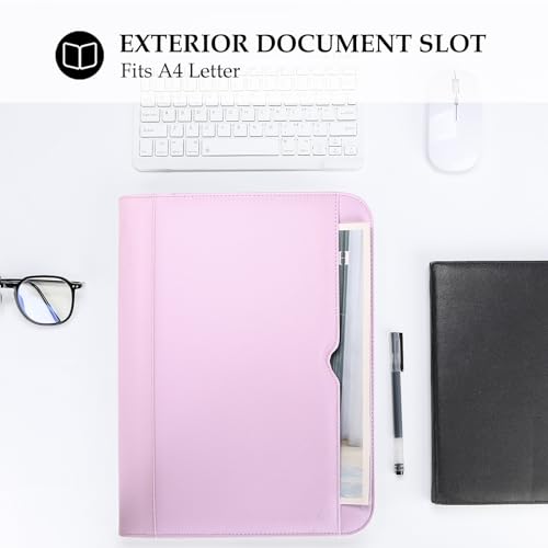 Image of ProCase Portfolio Business Padfolio Folder with Zipper -Purple | Conference Meeting Executive File Legal Document Organizer with Pockets Letter Size A9 Writing Pad Notepad Padfolio