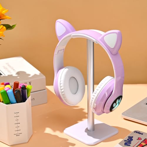 Image of Bluetooth Noise Cancelling Headphones for Kids,Foldable Cat Headphone with LED Light Up Ear,Cat Ear Headphones for Toddler with Microphone /TF Card,Kids Bluetooth Headphones for ipad