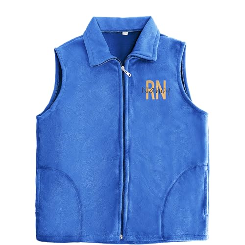 Custom Women's Nurse Vest Personalized RN Nurse Fleece Vest Embroidered Name Nurse Jacket Nurse Top Outfit Zip XL-4XL