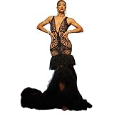 Sparkly Fashion Black Dress Sequins Mesh Ruched See-Through Sexy Wedding Birthday Dress Stage Drag Queen Festival Outfit (black)
