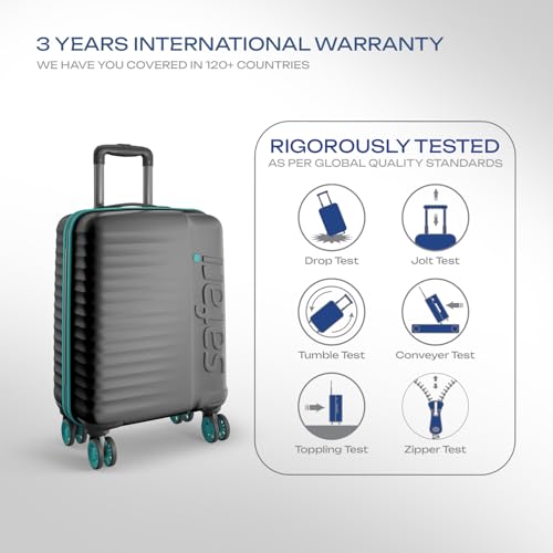 Image of Safari Cabin Insignia 8 Wheels 55cm Size Trolley Bag, TSA Lock, Hard Case Polycarbonate, 360º Wheeling Carry-on Luggage, Travel Bag, Suitcase for Travel, Trolley Bags for Travel, Gun Metal