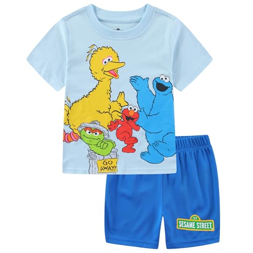 Sesame Street Boys Short Sleeve T-Shirt and Mesh Short Set for Toddler