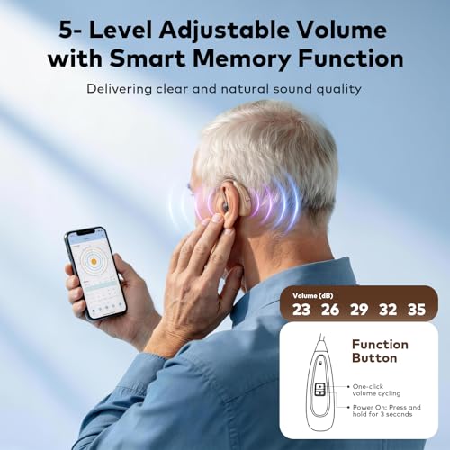 Image of OTC Hearing Aids for Seniors & Adults, Hearing Aids with Noise Cancelling and 5-Level Volume Control, Hearing Amplifier with Ergonomic Comfort Fit, Easy to Use and Delivers Clear Sound