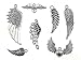 Kinteshun Assorted Angel Wings Feathers punk Charm Pendant Connector for DIY Jewelry Making Accessaries(36pcs,Antique Silver Tone)